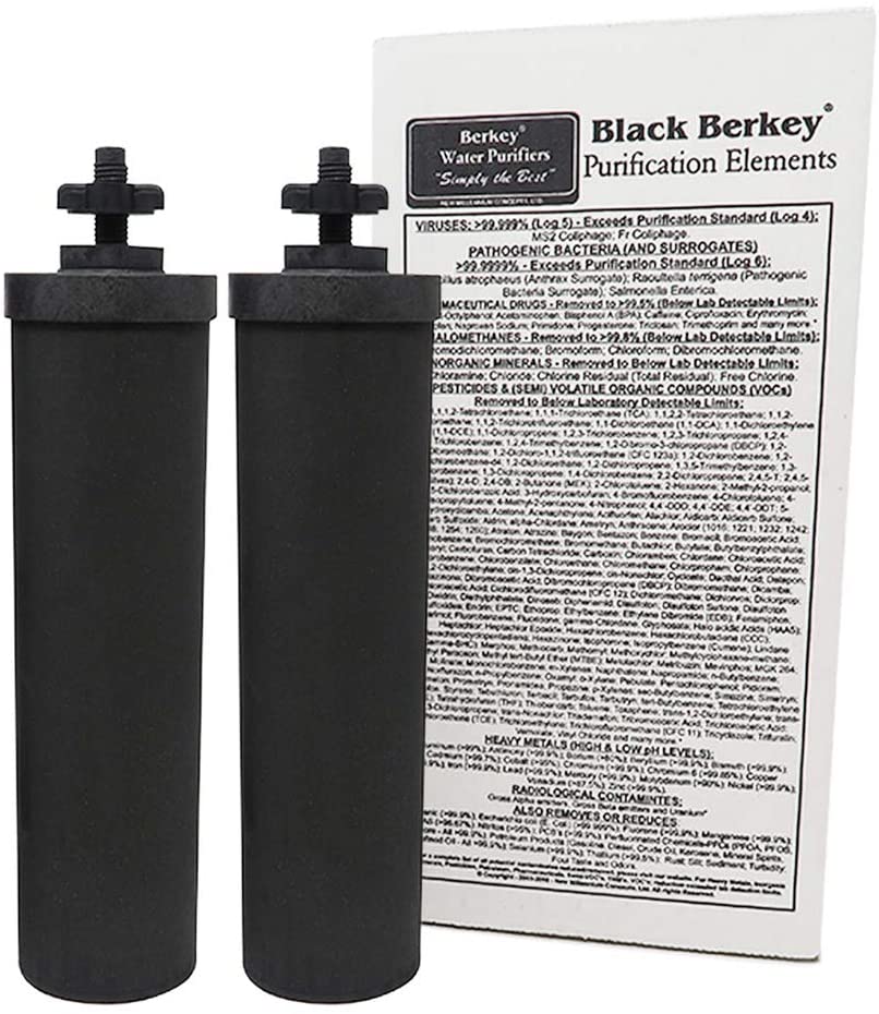 Berkey Black Berkey Purification Elements אותנטי - מסננים להחלפת מטהר מים של Berkey (חבילה של 2)