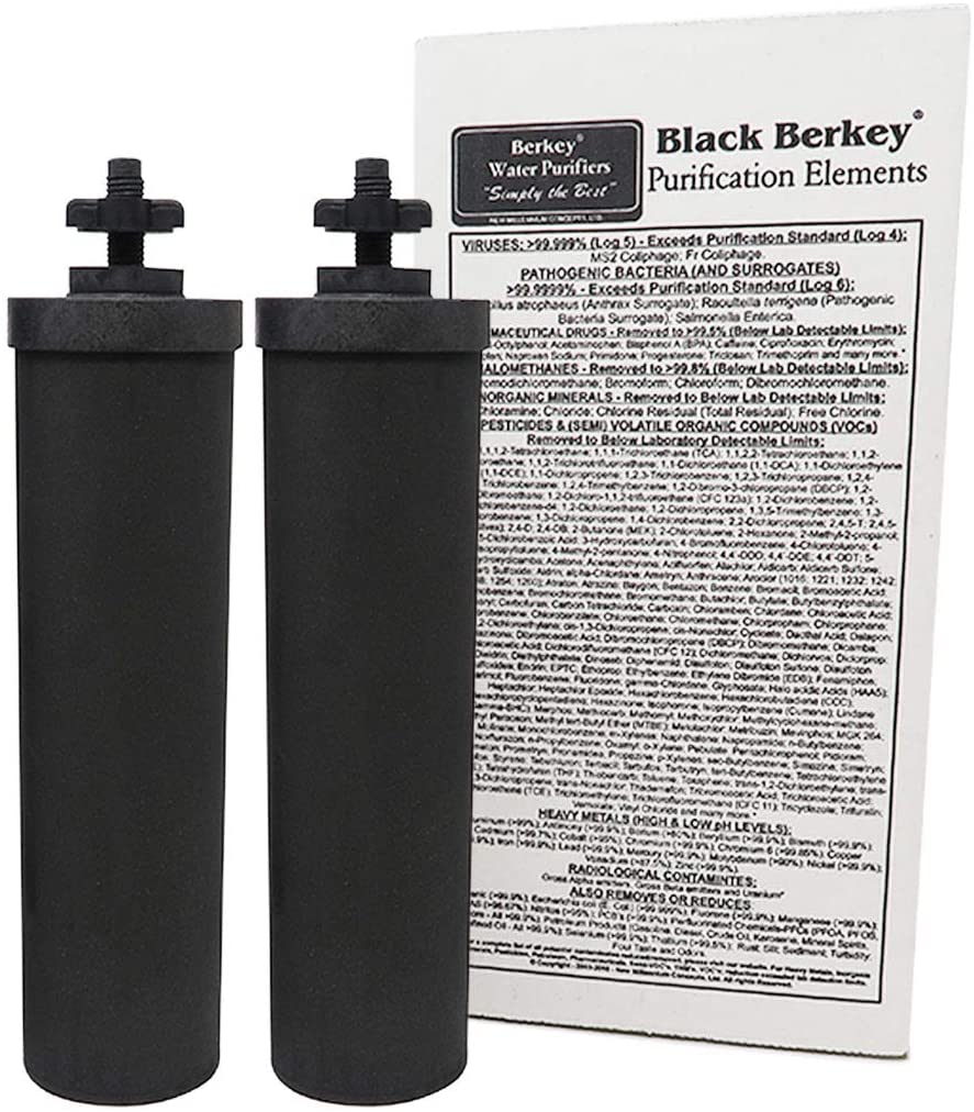 Berkey Authentic Black Berkey Elements - מסננים להחלפת מערכת מים של Berkey (חבילה של 6)